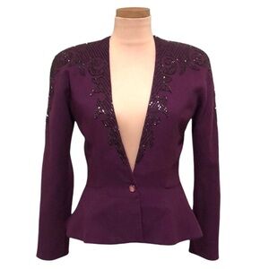 Vintage Jonathan Hitchcock for Reuben Thomas Blazer Jacket Small Purple Beaded